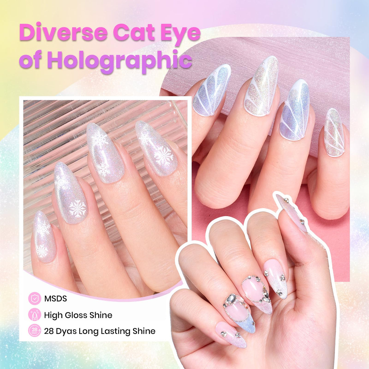 beetles Cat Eye Gel Nail Polish swatches on nails