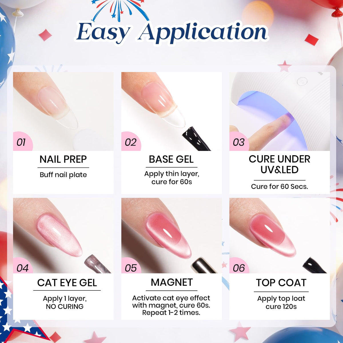 beetles Cat Eye Gel Nail Set with application tools