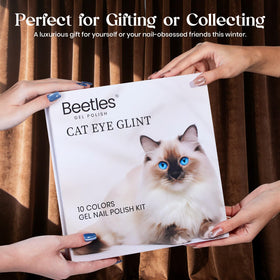 beetles Cat Eye Gel Polish set displayed with accessories
