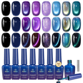 beetles Cat Eye Gel Polish Set front view with 8 colours