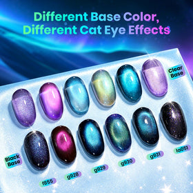 beetles Cat Eye Gel Polish Set with black and blue solid gels