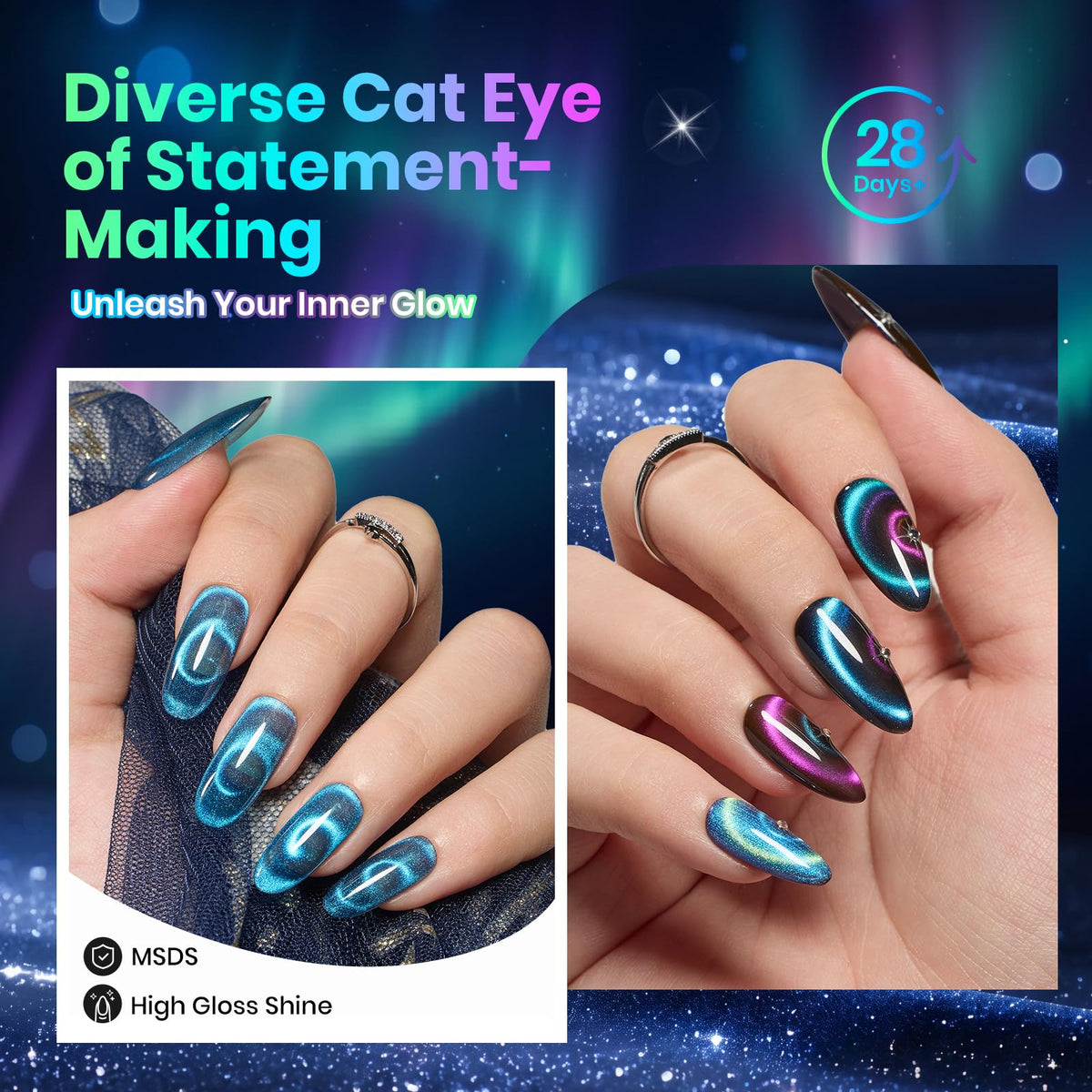 beetles Cat Eye Gel Polish Set with cat eye magnet