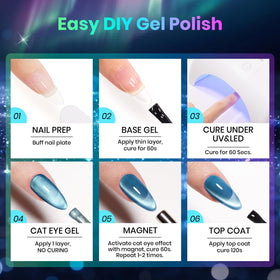 beetles Cat Eye Gel Polish vibrant galaxy nail art