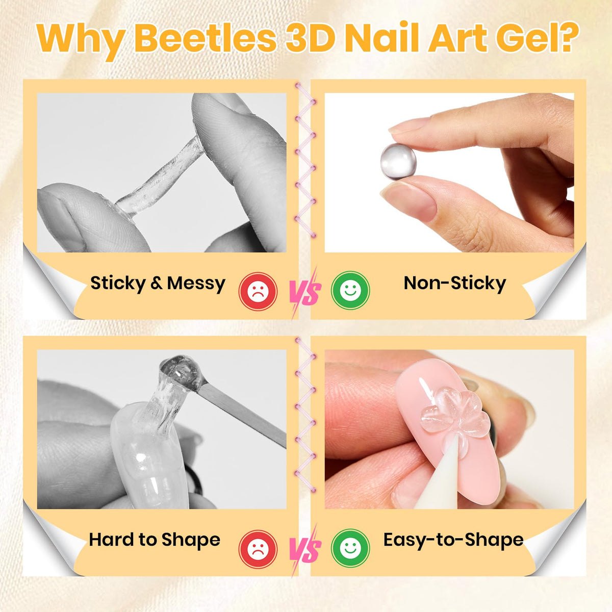 beetles Clear 3D Solid Builder Nail Gel applied with sculpting pen
