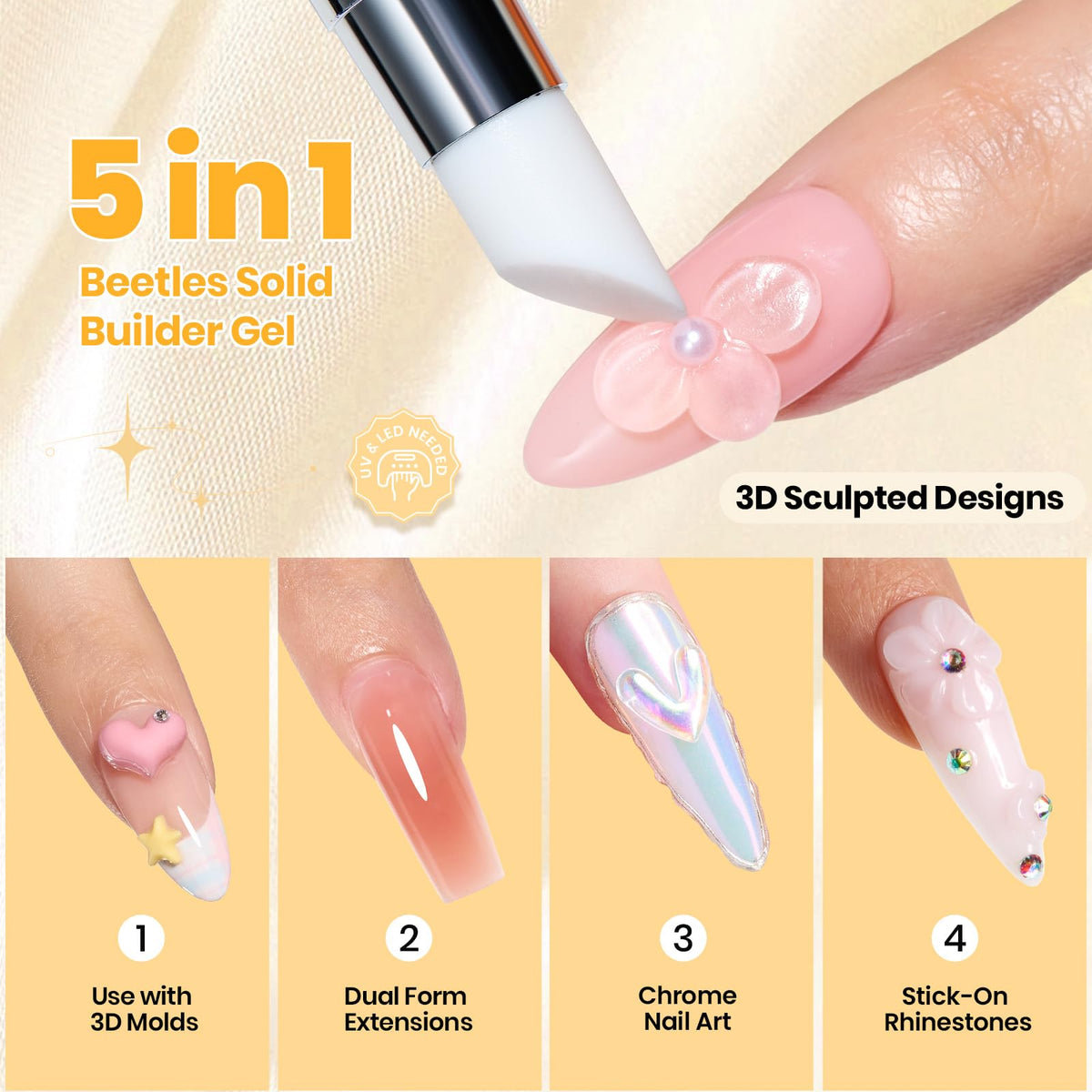 beetles Clear 3D Solid Builder Nail Gel close-up of gel texture