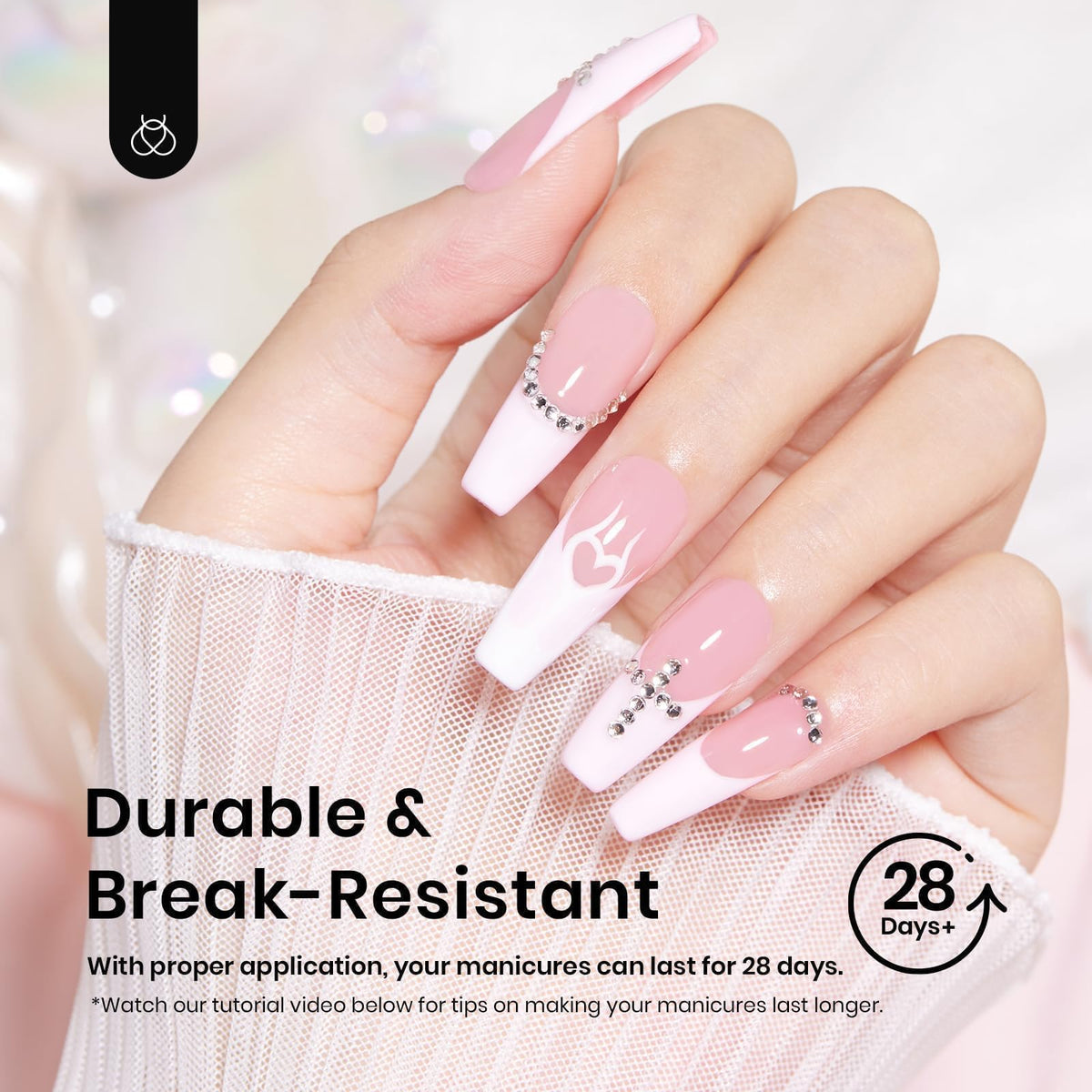 beetles Coffin Long Gel Nail Tips close-up of transparent finish