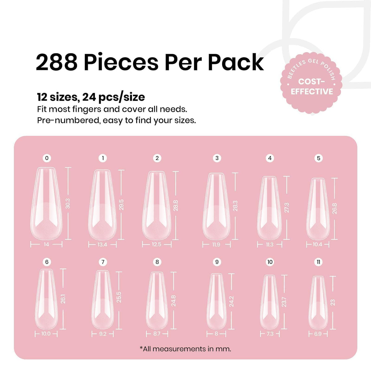 beetles Coffin Long Gel Nail Tips in packaging