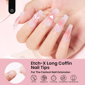 beetles Coffin Long Gel Nail Tips side view showing thin edges