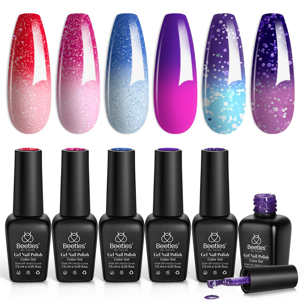 Beetles Color Changing Gel Nail Polish Set with 6 bottles