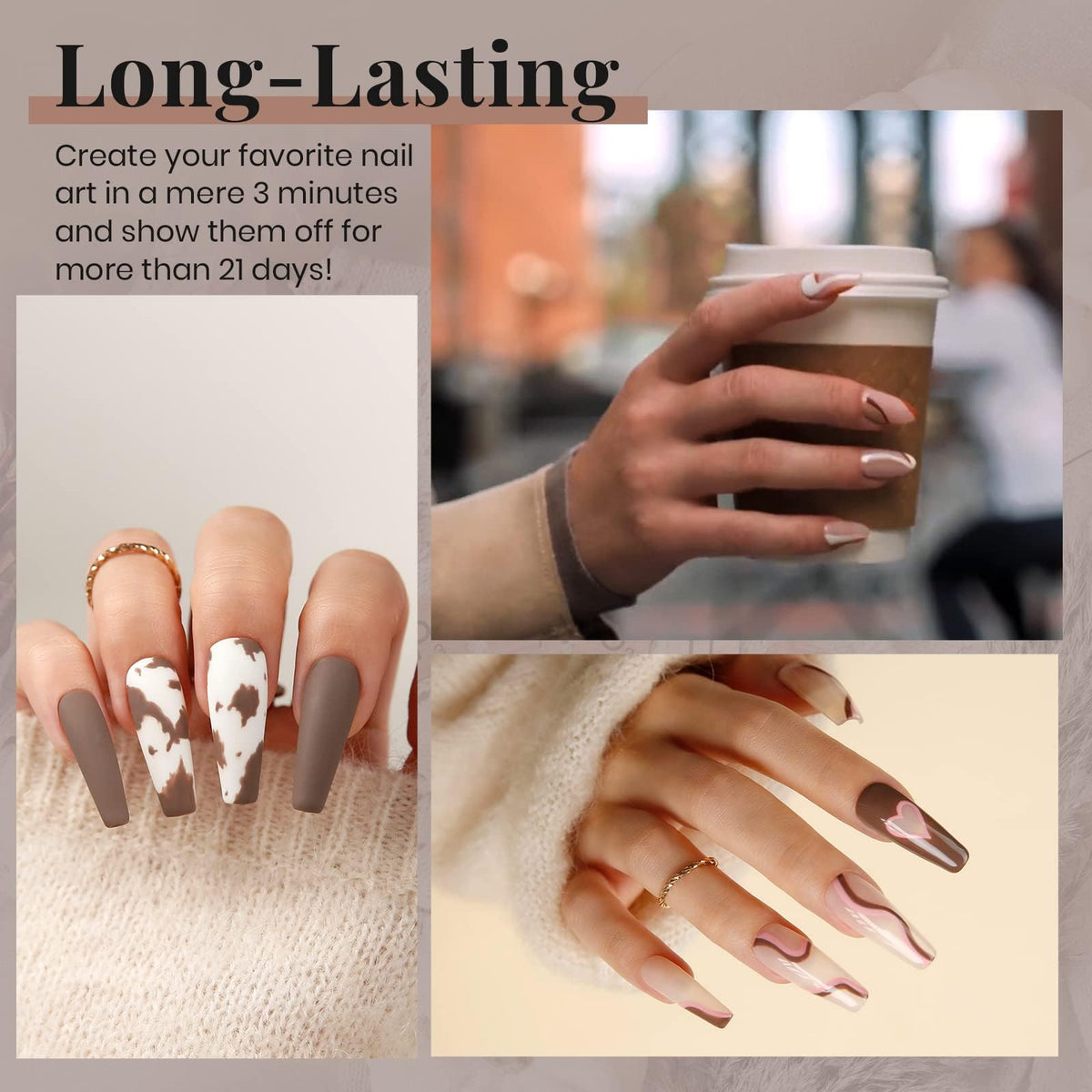 Beetles Dark Brown Gel Nail Polish application process