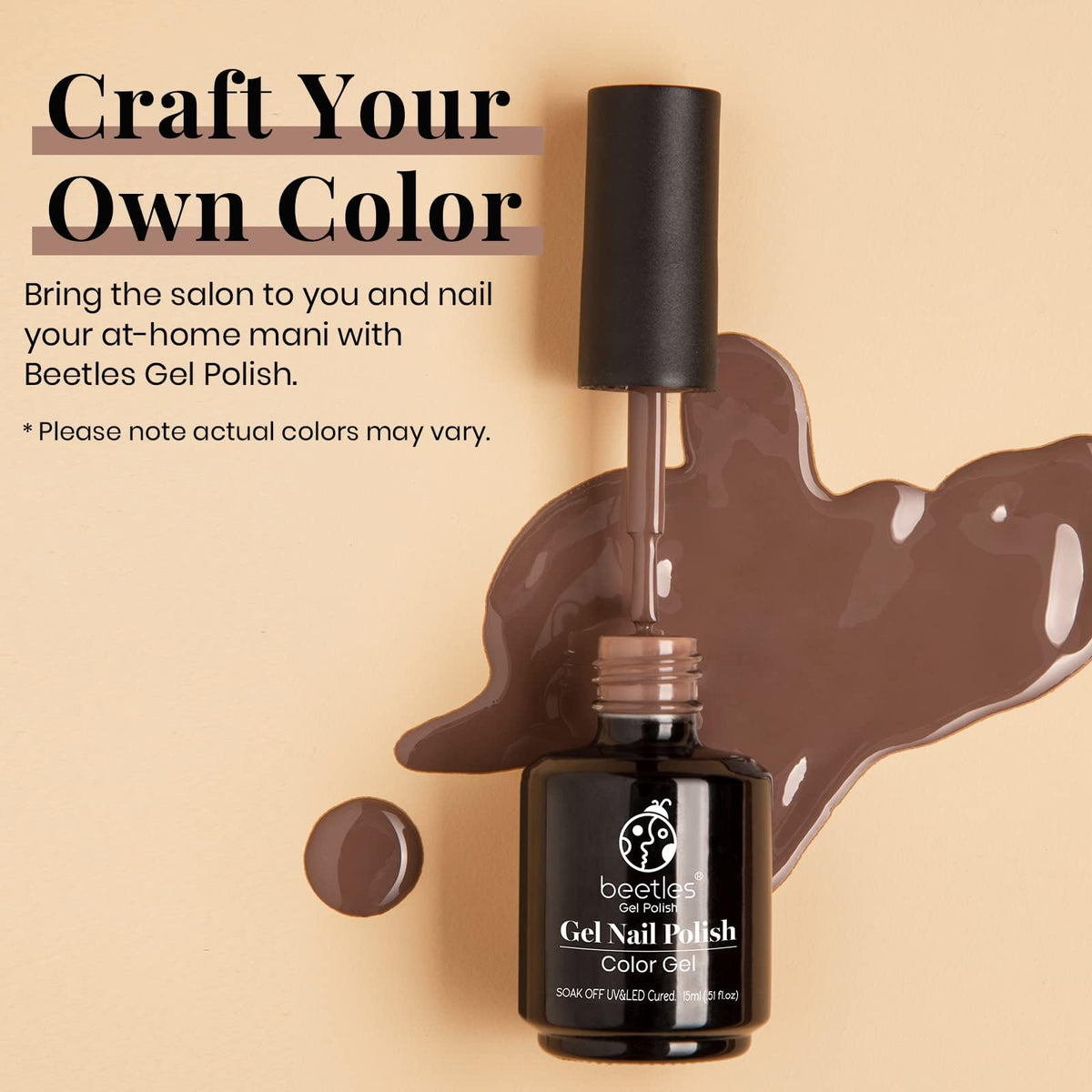 Beetles Dark Brown Gel Nail Polish swatch on nails