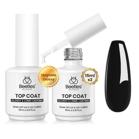 beetles Extra Glossy No Wipe Gel Top Coat 15 ml front view