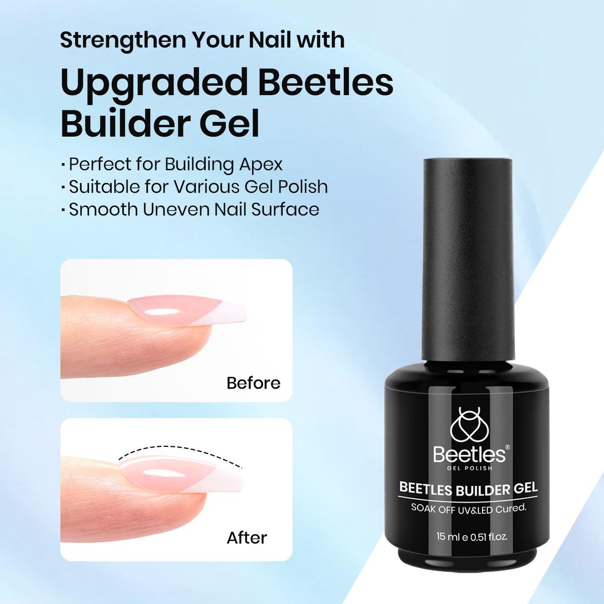beetles Extra Glossy Top Coat 15ML clear bottle front view