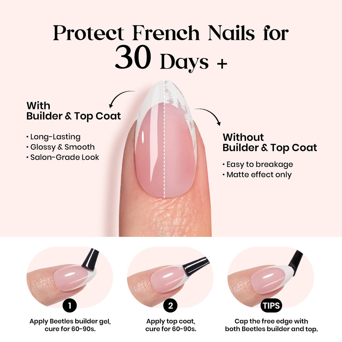 beetles extra short press on nails on a hand
