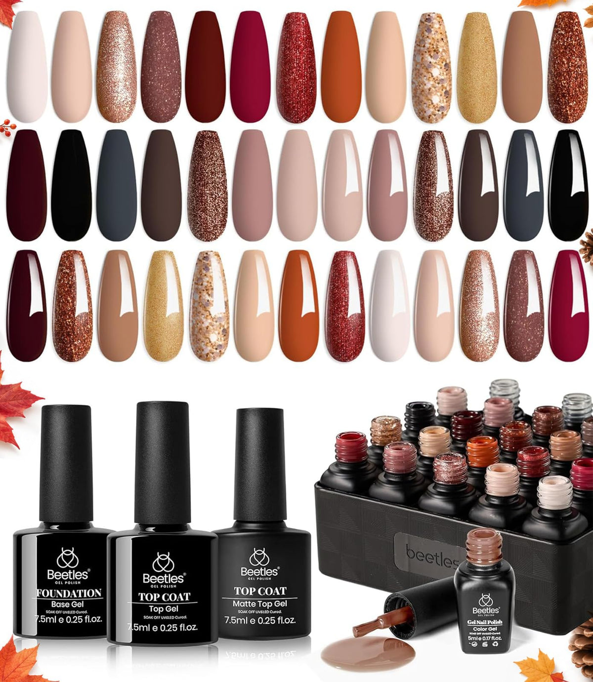 beetles Fall Gel Nail Polish Set 23Pcs with various shades
