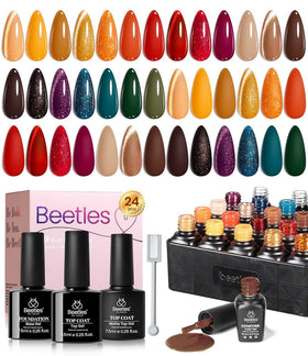 beetles Fall Gel Nail Polish Set featuring 20 shades in seasonal gift box