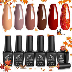 beetles Fall Gel Nail Polish Set featuring 6 classic caramel shades