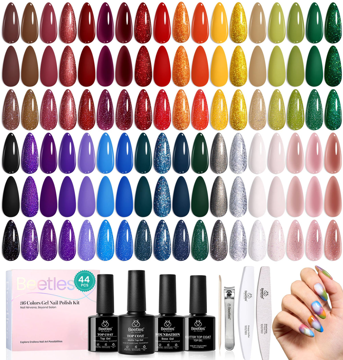 beetles Fall Gel Nail Set 36 Colors Mystic Wonderland front view