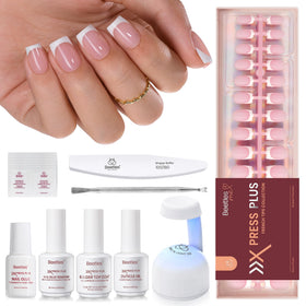beetles French Tip Press On Nail Kit 150 Pcs Short Square front view