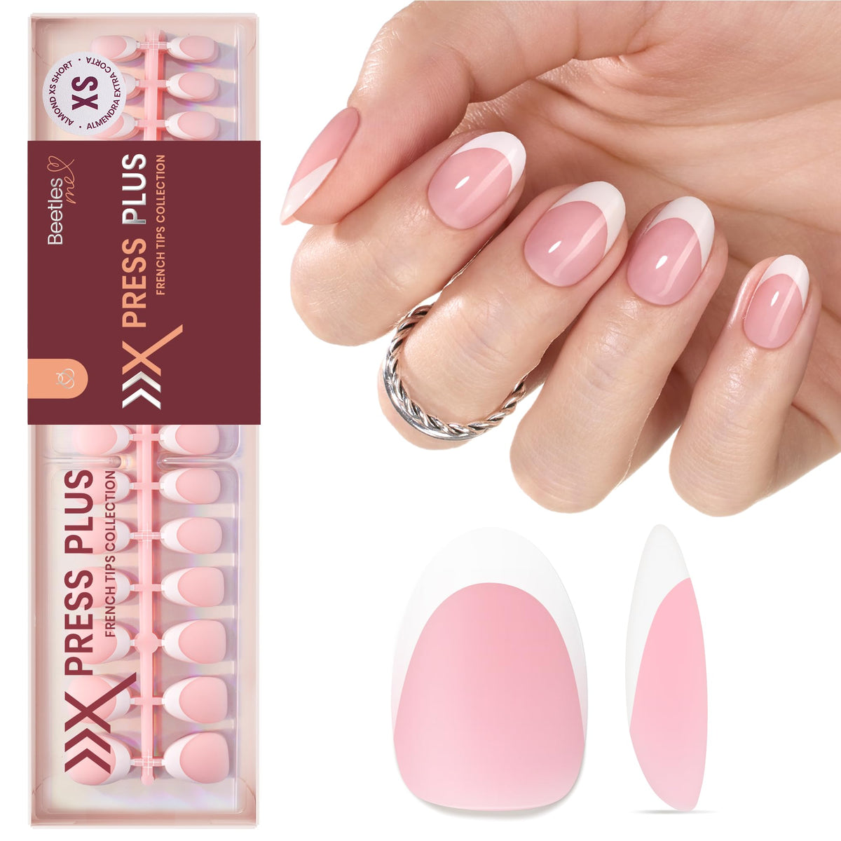 beetles French Tip Press On Nails 224 Pcs front view