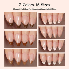 beetles French Tip Press On Nails close-up of almond shape