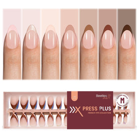 beetles French Tip Press On Nails front view with 7 colour options