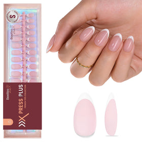 beetles French Tip Press On Nails front view with assorted sizes
