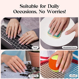 beetles French Tip Press On Nails in various sizes laid out