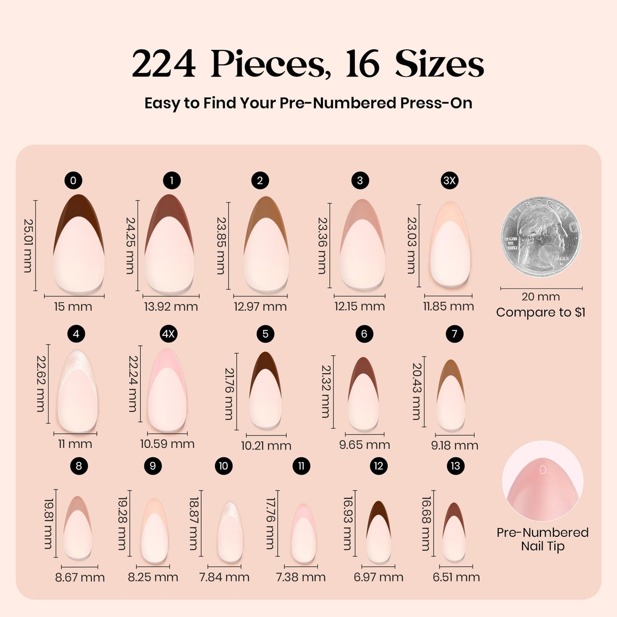 beetles French Tip Press On Nails on a hand with stylish look
