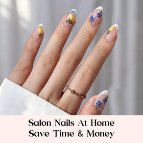 beetles French Tip Press On Nails packaging showing 224 pieces