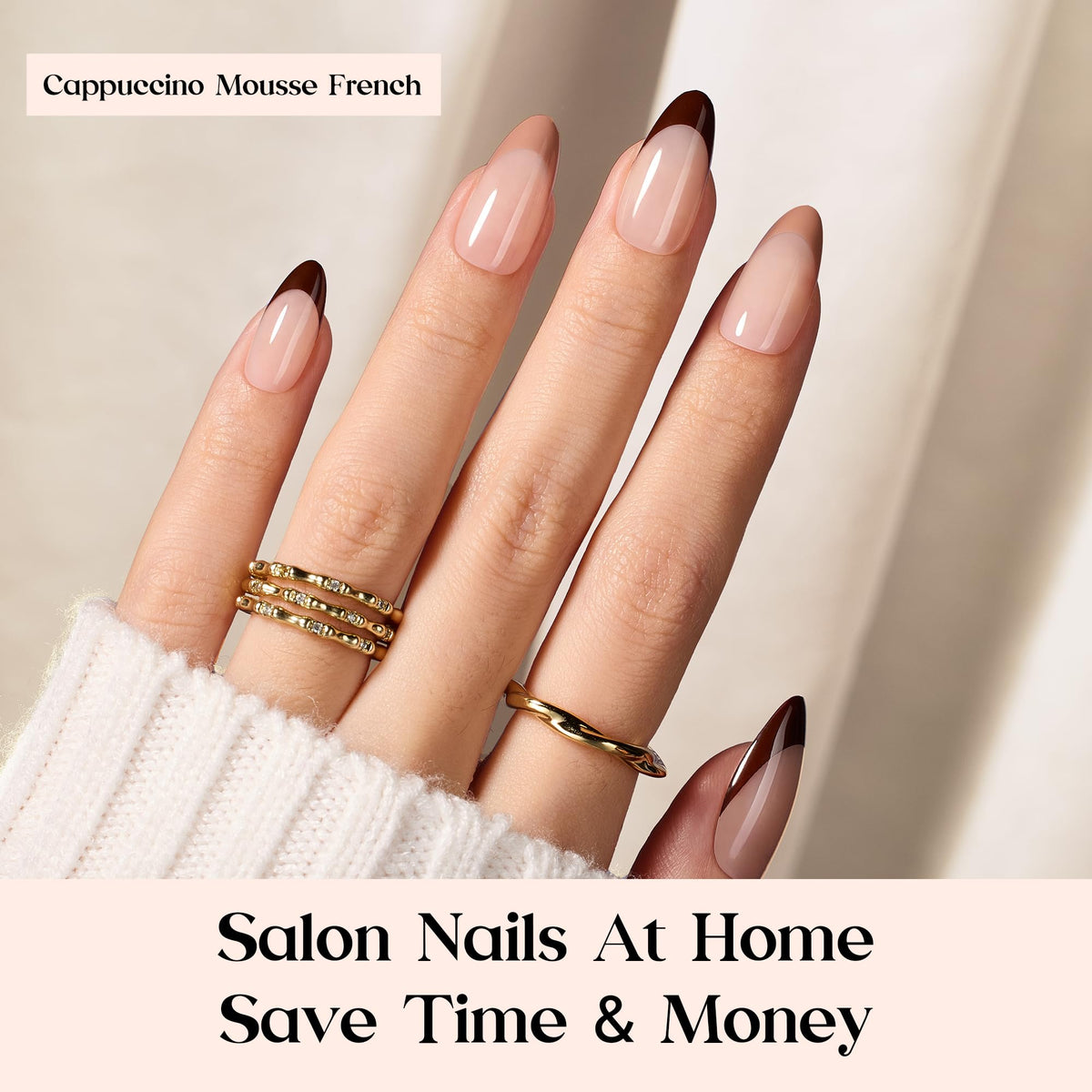 beetles French Tip Press On Nails packaging with 224 pieces