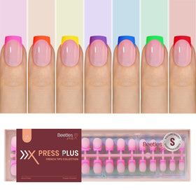 beetles French Tip Press On Nails set showing 7 colours