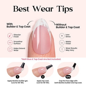 beetles French Tip Press On Nails showing natural pink colour