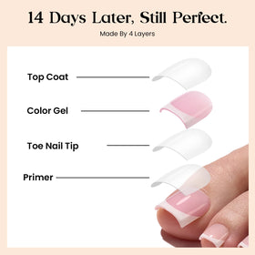beetles French Tip Toenails applied on toes