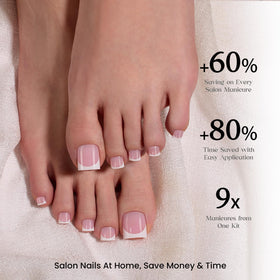 beetles French Tip Toenails different sizes labelled 0-14