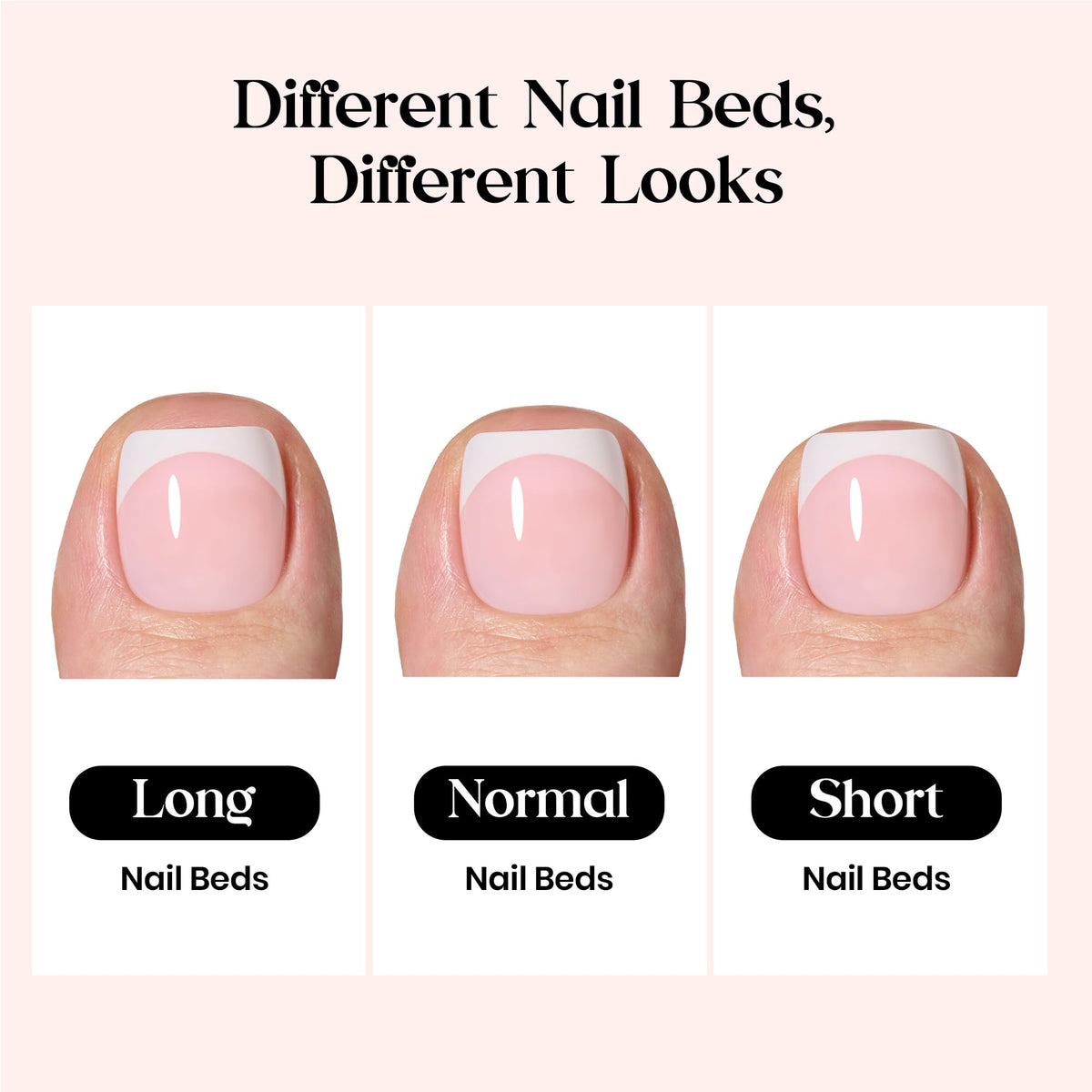 beetles French Tip Toenails showing thickness and back edge