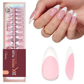 beetles French Tips Press On Nails 210 pcs set front view