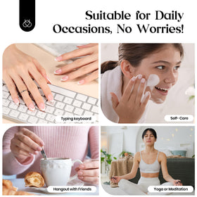 beetles French Tips Press On Nails showing thickness and quality