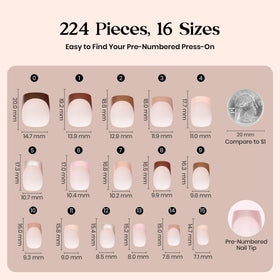 beetles Full French Tip Press On Nails 224 Pcs displayed on a table