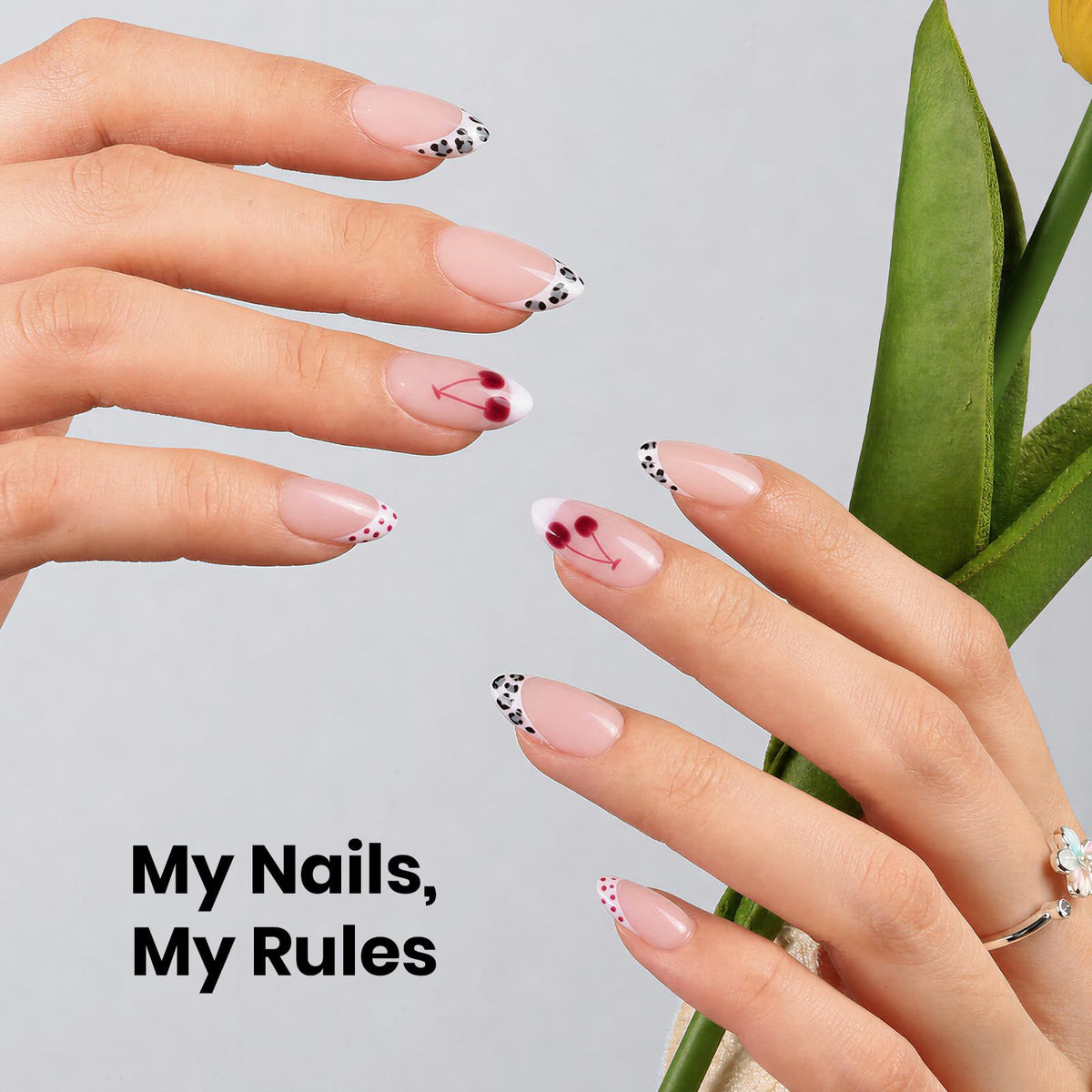 beetles Gel Almond Nail Tips Short 640pcs application example