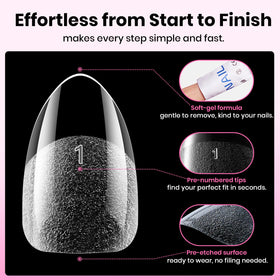 beetles Gel Almond Nail Tips Short 640pcs close-up view