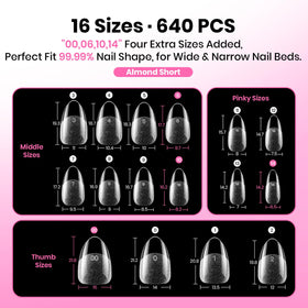beetles Gel Almond Nail Tips Short 640pcs packaging