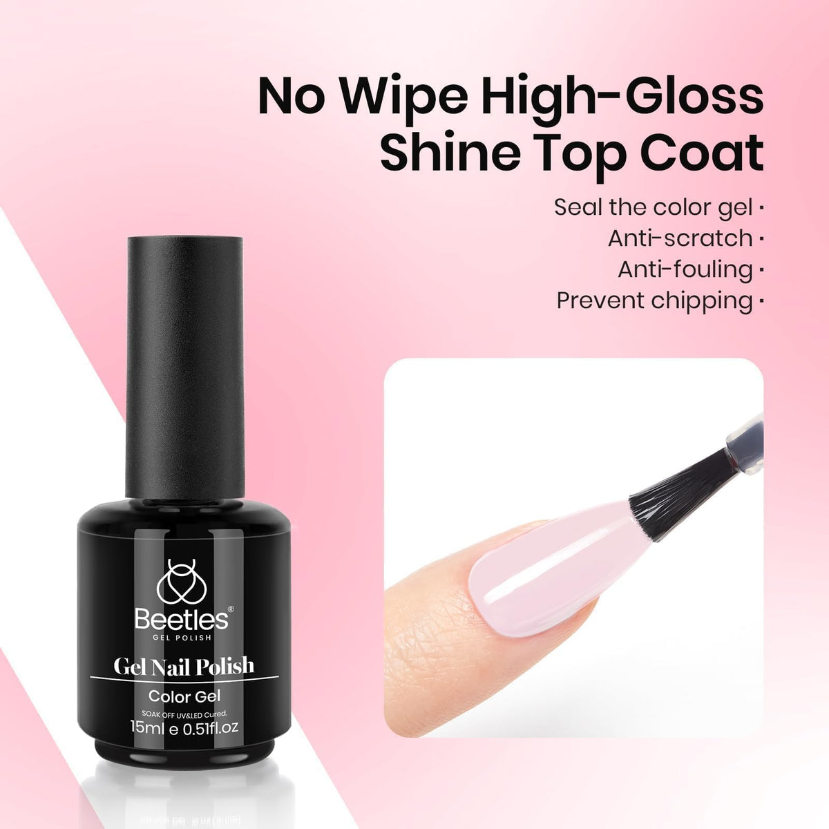 beetles Gel milky pink nail polish 15ml bottle