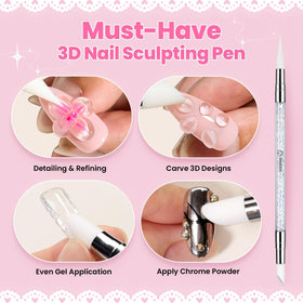 beetles Gel Nail Art Kit with dual-ended sculpting pen