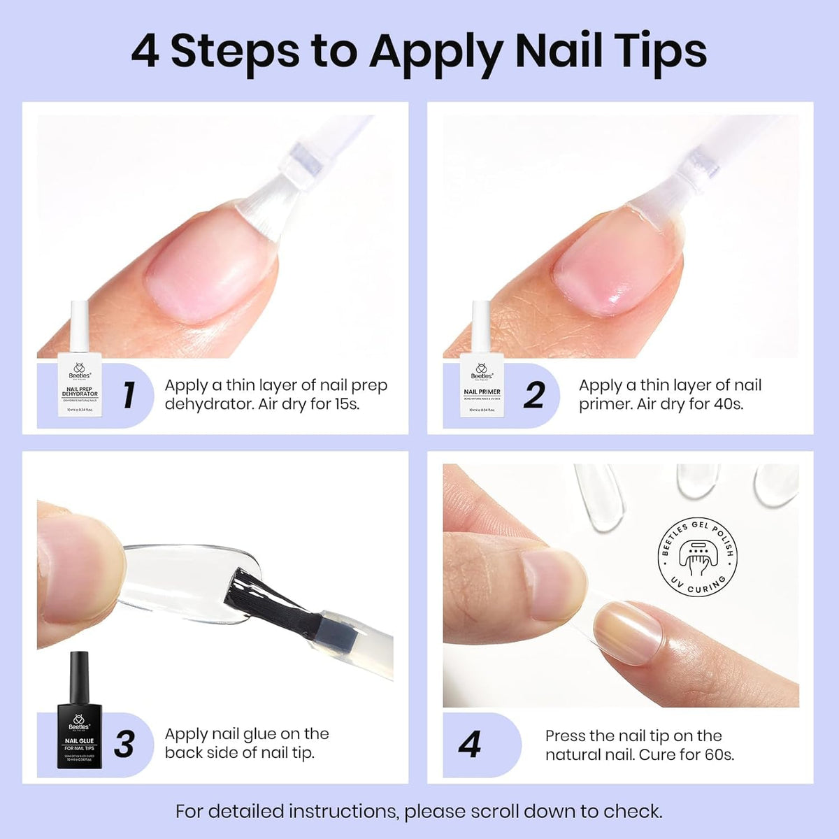 beetles Gel Nail Glue application on false nails