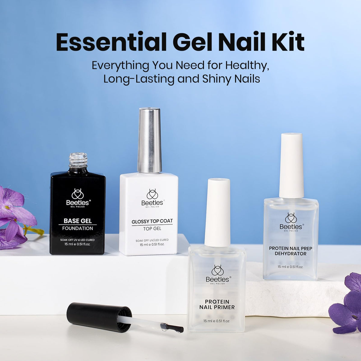 beetles Gel Nail Kit 15ml Upgraded Base Gel side view