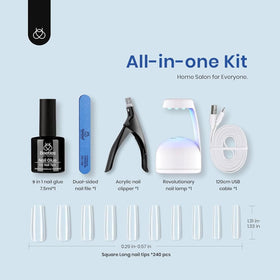 beetles Gel Nail Kit 240 PCS Long Square nail tips display