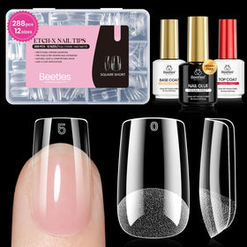 beetles Gel Nail Kit 288pcs short square nail tips front view
