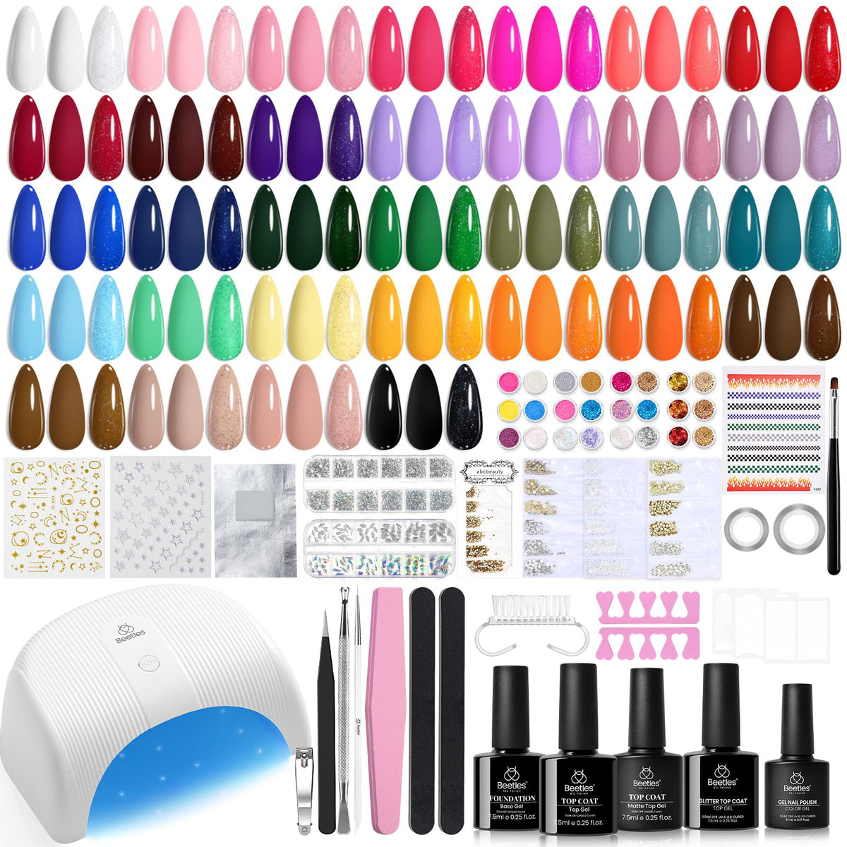 beetles Gel Nail Kit 53 Pcs with UV Light and 32 Colours