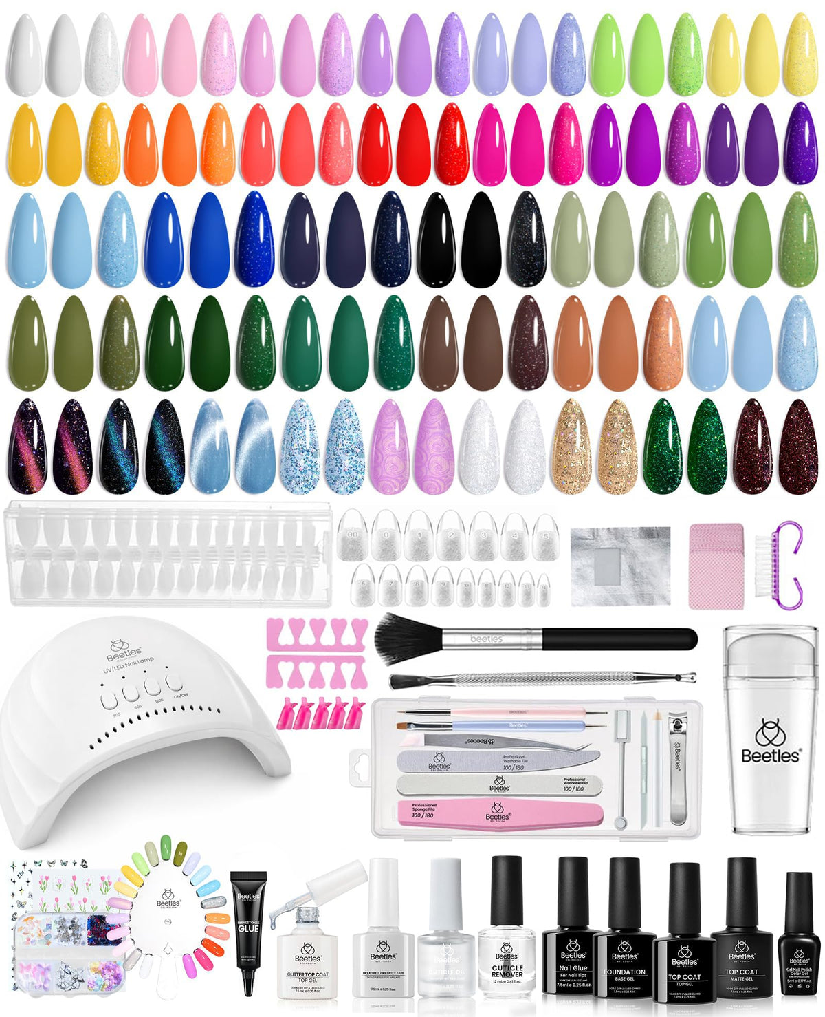 beetles Gel Nail Kit 85 Pcs with UV lamp and gel polishes
